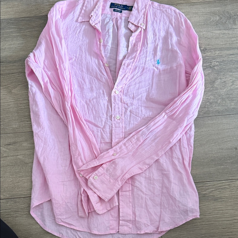 POLO RALPH LAUREN Light Pink Linen Button Down Shirt
